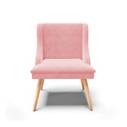 Kit 06 Cadeiras De Jantar Liz Suede Rosa Bebê Pés Palito Natu