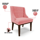 Kit 06 Cadeiras De Jantar Liz Suede Rosê Base Fixa Madeira Ta