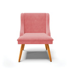 Kit 06 Cadeiras De Jantar Liz Suede Rosê Pés Palito Castanho