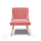 Kit 06 Cadeiras De Jantar Liz Suede Rosê Pés Palito Natural D