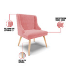 Kit 06 Cadeiras De Jantar Liz Suede Rosê Pés Palito Natural D