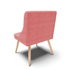 Kit 06 Cadeiras De Jantar Liz Suede Rosê Pés Palito Natural D