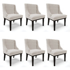 Kit 06 Cadeiras De Jantar Liz Veludo Cinza Base Fixa Madeira