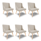 Kit 06 Cadeiras De Jantar Liz Veludo Prata A130 Pés Palito Na