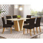 Kit 06 Cadeiras De Jantar Mary Veludo Marrom Base Nature - D'