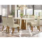 Kit 06 Cadeiras De Jantar Mira Veludo Linho Base Nature - D'r