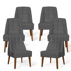 Kit 06 Cadeiras De Jantar Paris Suede Grafite