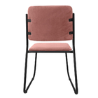 Kit 06 Cadeiras De Jantar Patty Veludo Rosa Base De Ferro Pre