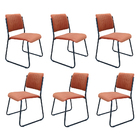 Kit 06 Cadeiras De Jantar Patty Veludo Terracota Base De Ferr