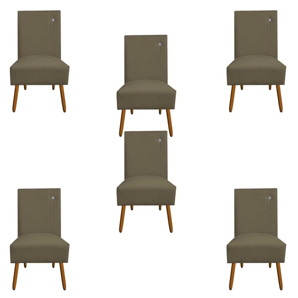 Kit 06 Cadeiras De Jantar Sevilha Pés Palito Suede Marrom Rat