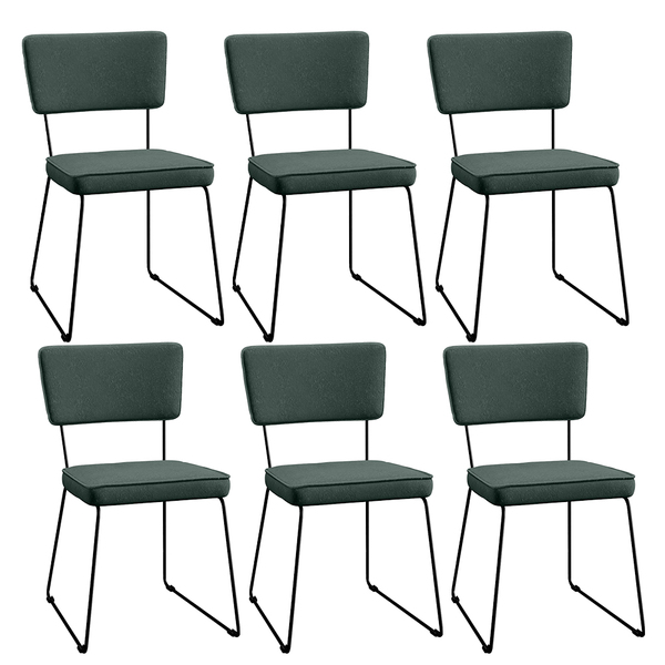 Kit 06 Cadeiras Decorativa Estofada Para Sala Base Em Aço All