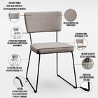 Kit 06 Cadeiras Decorativa Estofada Para Sala De Jantar Base