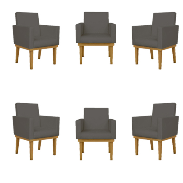 Kit 06 Cadeiras Decorativa Reforçada Oferta Balaqui Courino C