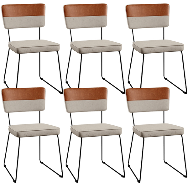 Kit 06 Cadeiras Decorativas Base De Aço Allana L02 Faixa Cour