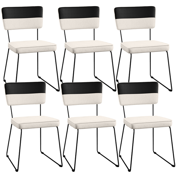 Kit 06 Cadeiras Decorativas Estofada Allana L02 Faixa Facto P