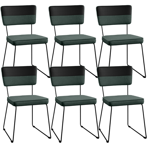 Kit 06 Cadeiras Decorativas Estofada Allana L02 Faixa Facto P