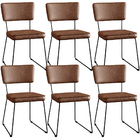 Kit 06 Cadeiras Decorativas Estofada Sala Jantar Base Aço All