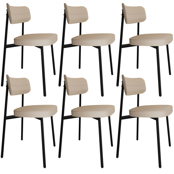 Kit 06 Cadeiras Estofada Para Sala De Jantar Astrid Preto C01