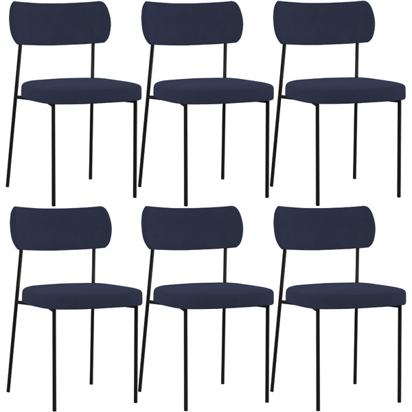 Kit 06 Cadeiras Estofadas Para Sala De Jantar Melina L02 Sued