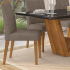 Kit 06 Cadeiras Flora Veludo Vanilla Com Base De Madeira Ipê