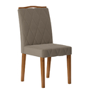 Kit 06 Cadeiras Flora Veludo Vanilla Com Base De Madeira Ipê