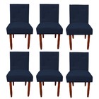 Kit 06 Cadeiras Jantar Madrid Pés Palito Sued Azul Marinho -