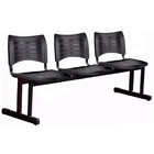 Kit 06 Cadeiras Longarinas Plásticas 03 Lugares – Cor Preta –