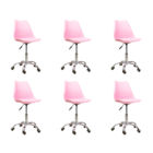 Kit 06 Cadeiras Office Base Cromada Giratória Saarinen - Cinza