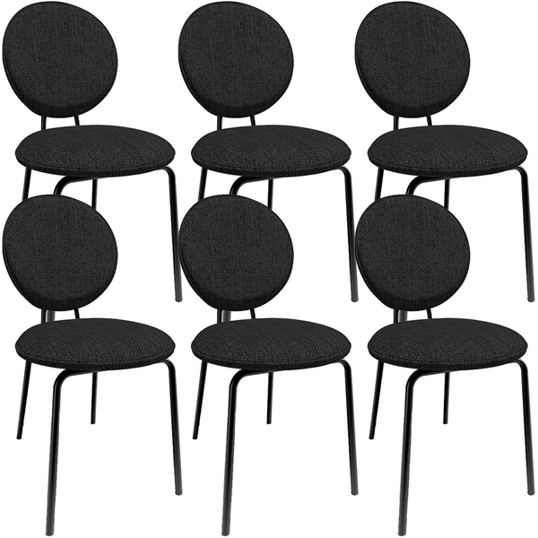 Kit 06 Cadeiras Para Sala De Jantar Cozinha Évora L02 Linho C