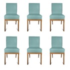 Kit 06 Cadeiras Para Sala De Jantar Paris Pés Palito Suede Az