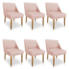 Kit 06 Cadeiras Poltona Juliana Suede Rosa Bebê Pés Palito Ca