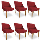 Kit 06 Cadeiras Poltona Juliana Suede Vermelho Pés Palito Cas