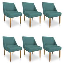 Kit 06 Cadeiras Poltrona Juliana Suede Pés Palito Castanho -