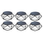 Kit 06 Mesa De Centro Life Industrial Pé Ferro Preto Tampo Ma