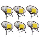 Kit 06 Poltrona Cadeira Corino Amarelo