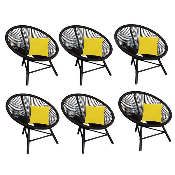 Kit 06 Poltrona Cadeira Corino Amarelo