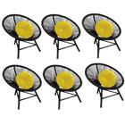 Kit 06 Poltrona Cadeira Corino Amarelo