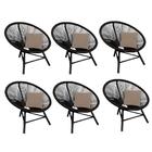 Kit 06 Poltrona Cadeira Corino Bege