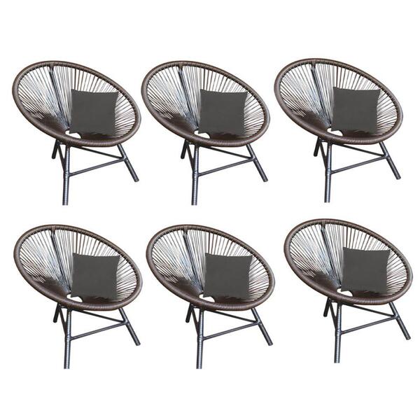 Kit 06 Poltrona Cadeira Corino Cinza