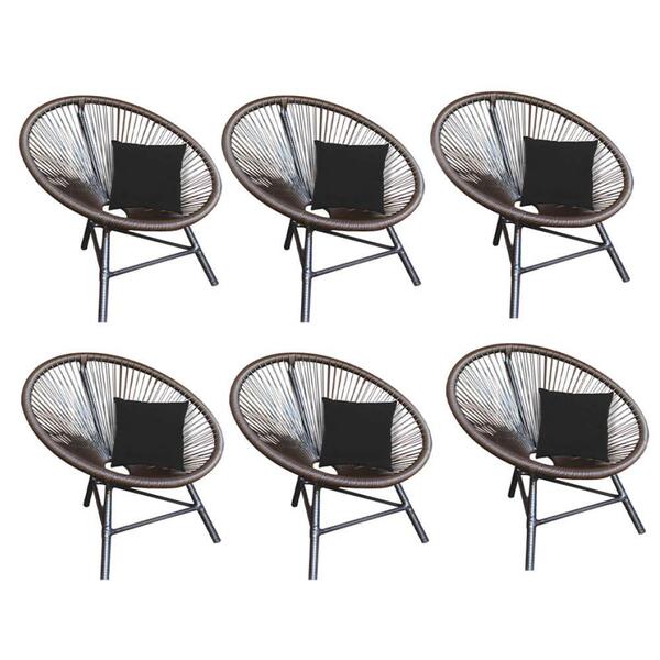 Kit 06 Poltrona Cadeira Corino Preto