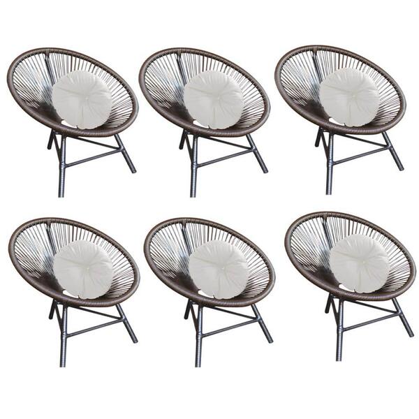 Kit 06 Poltrona Cadeira Jardim Varanda Corino Branco