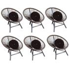 Kit 06 Poltrona Cadeira Jardim Varanda Suede Marrom