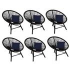 Kit 06 Poltrona Cadeira Suede Azul Marinho