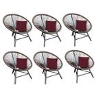 Kit 06 Poltrona Cadeira Suede Marsala Bordô