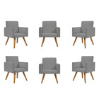 Kit 06 Poltronas Decorativa Recepção Oferta Balaqui Linho Lin