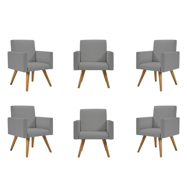 Kit 06 Poltronas Decorativa Recepção Oferta Balaqui Linho Lin