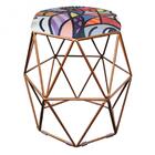 Kit 06 Puff Banqueta Aramado Luna Hexágono Base Bronze Romero