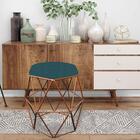 Kit 06 Puff Banqueta Aramado Luna Hexágono Base Bronze Suede