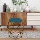 Kit 06 Puff Banqueta Aramado Luna Hexágono Base Dourado Suede