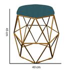 Kit 06 Puff Banqueta Aramado Luna Hexágono Base Dourado Suede